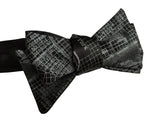 New Orleans map print bow tie, by Cyberoptix. Dove grey on black.