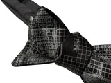 New Orleans map print self tie bow tie, by Cyberoptix. Dove grey on black.