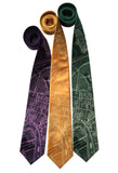 New Orleans Map Print Necktie: purple green and gold, Cyberoptix