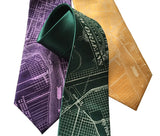 New Orleans Map Necktie: purple green and gold, Cyberoptix