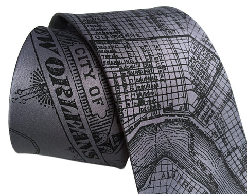 New Orleans Map Silk Necktie