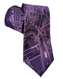 Eggplant Purple New Orleans Map Necktie, Cyberoptix