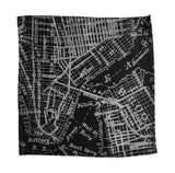 Black New York & Brooklyn map pocket square, by Cyberoptix.
