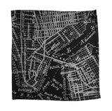 Black New York & Brooklyn map pocket square, by Cyberoptix.