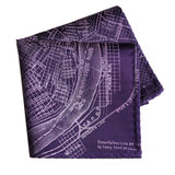 New Orleans Map Pocket Square, eggplant purple. by Cyberoptix