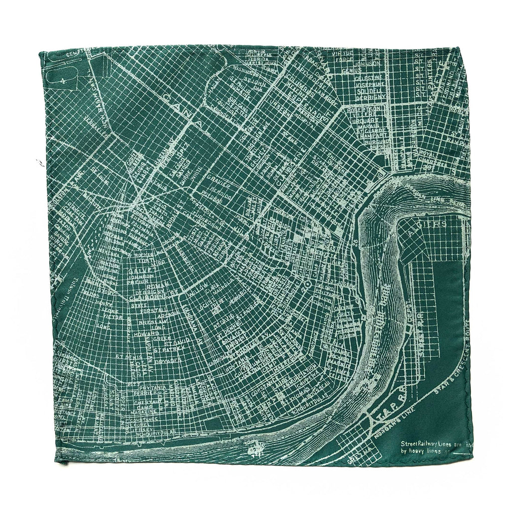 New Orleans Map Pocket Square, by Cyberoptix