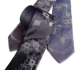 Neuroscience neckties: pale grey on steel; dark silver, gunmetal.