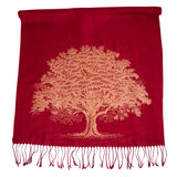 Oak Tree Linen-Weave Scarf, Copper on Ruby Pashmina, by Cyberoptix