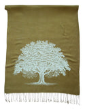 Oak Tree Silhouette Pashmina, Linen-Weave Scarf, by Cyberoptix