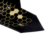 Gold and black Bee Hive necktie.