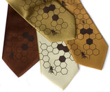 Beehive Neckties: Chocolate on gold, butter, mustard, cinnamon.