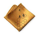 Honey Bee pocket square. Chocolate on mustard.