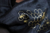  Gold ink on black silk scarf.