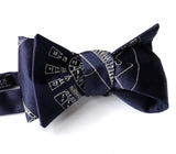 Old Tiger Stadium Blueprint Bow Tie, Ivory Cream on Navy Tie, by Cyberoptix