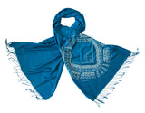 Old Tiger Stadium Blueprint Scarf, Ivory-Cream on Teal Blue Historic Detroit Linen-Weave Pashmina, by Cyberoptix
