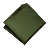 Olive Green Pocket Square. Dark Green Solid Color Satin Finish, No Print, by Cyberoptix