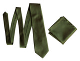 Dark Green Solid Color Pocket Square. Olive Green Satin Finish, No Print for weddings, by Cyberoptix