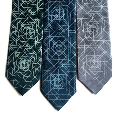 Op Art Triangles Silk Necktie. Psychedelic geometric print tie