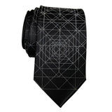 Op Art Triangle Pattern Necktie, Reflective Grey on Black Tie, by Cyberoptix