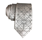 Op Art Triangle Pattern Necktie, Reflective Grey on Cream Tie, by Cyberoptix