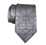 Op Art Triangle Pattern Necktie, Reflective Grey on Silver Tie, by Cyberoptix