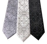 Optical Illusion Art Triangle Print Necktie, Reflective Ink Tie, by Cyberoptix