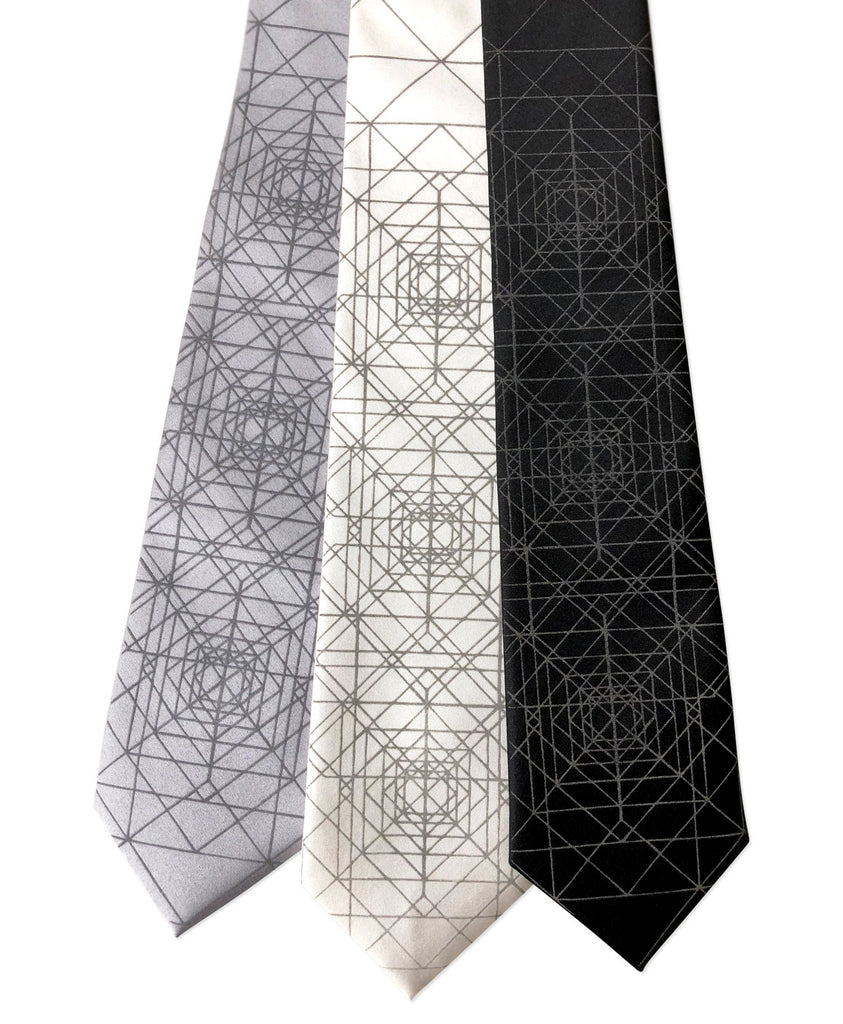 Op Art Triangles Necktie, Retroreflective Print Tie by