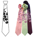 OOrchid flower tie: Radiant orchid on pink, celery, eggplant + lineart.