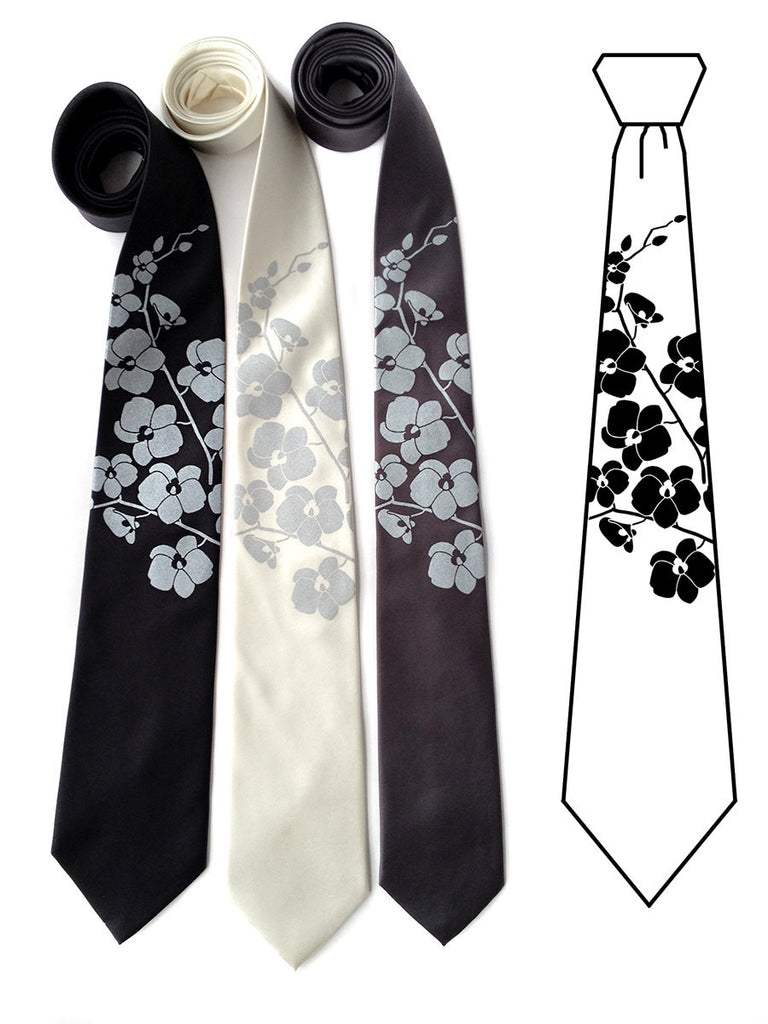 Orchid Silk Necktie Floral Print Tie By Cyberoptix orchid-silk-necktie-floral-print-tie-by-cyberoptix