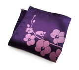 Orchid pocket square: orchid on eggplant.