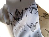 Origami Necktie. Dark grey on silver, champagne.