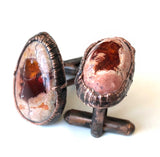 Fire Opal Cufflinks, electroformed gemstone cuff links