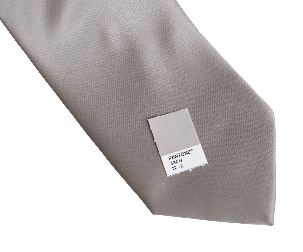 Oyster Necktie. Solid Color Light Grey Satin Finish Tie, No