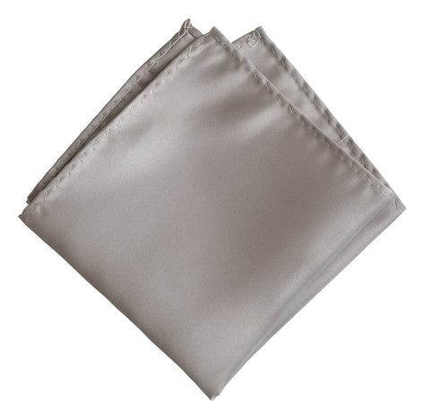 Oyster Pocket Square. Solid Color Light Grey Satin Finish, No Print