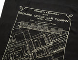 Packard Plant Engineering Blueprint Scarf, Gold on Black Linen-Weave Pashmina, by Cyberoptix