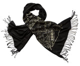 Detroit Packard Plant Engineering Blueprint Scarf, Automotive Plant Linen-Weave Pashmina, by Cyberoptix