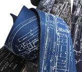 Packard Plant Engineering Blueprint Tie, Packard Motors Necktie, by Cyberoptix