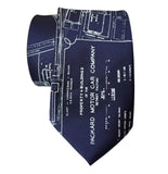 Packard Plant Necktie, Detroit Auto Plant Blueprint Tie, by Cyberoptix