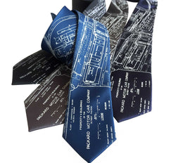 Detroit Map Necktie, Packard Plant Engineering Blueprint Tie