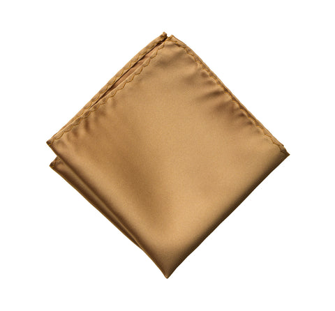 Pale Copper Pocket Square. Light Brown Solid Color Satin Finish, No Print