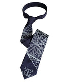 Paris Map Necktie. Navy blue French map tie, by Cyberoptix