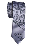 Paris Map Necktie. Steel blue French map tie, by Cyberoptix