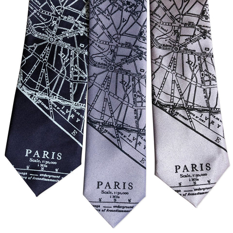 Paris Map Necktie, French Map Tie