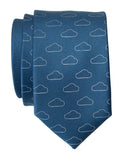 Partly Cloudy French Blue Necktie, Cloud Pattern Tie, by Cyberoptix