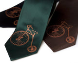 Penny Farthing Necktie. Antique Bicycle microfiber tie.