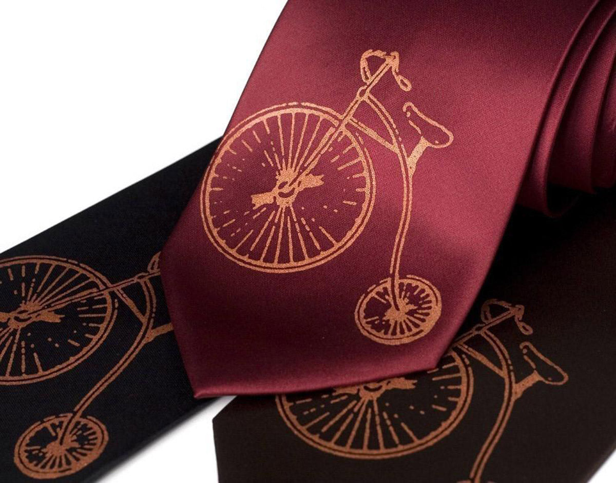 Penny Farthing Necktie. Antique Bicycle microfiber tie 