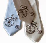 Penny Farthing Silk Necktie. Antique Bicycle tie.
