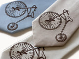 Penny Farthing Silk Necktie. Antique Bicycle tie.