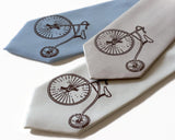 Penny Farthing Silk Necktie. Antique Bicycle tie.