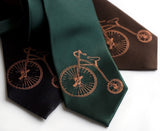 Penny Farthing Silk Necktie. Antique Bicycle tie.